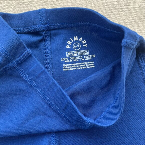 Primary Organic Long-Sleeve PJ Top & Pants, "Cobalt" Color, Size 6-7, EUC - Picture 13 of 13